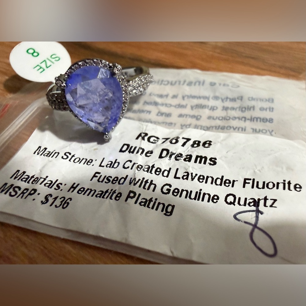 Bomb Party Ring Dune Dreams RG76786 Lavender Fluorite NEW size 8